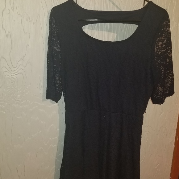 Navy blue open back lace dress - Picture 1 of 8
